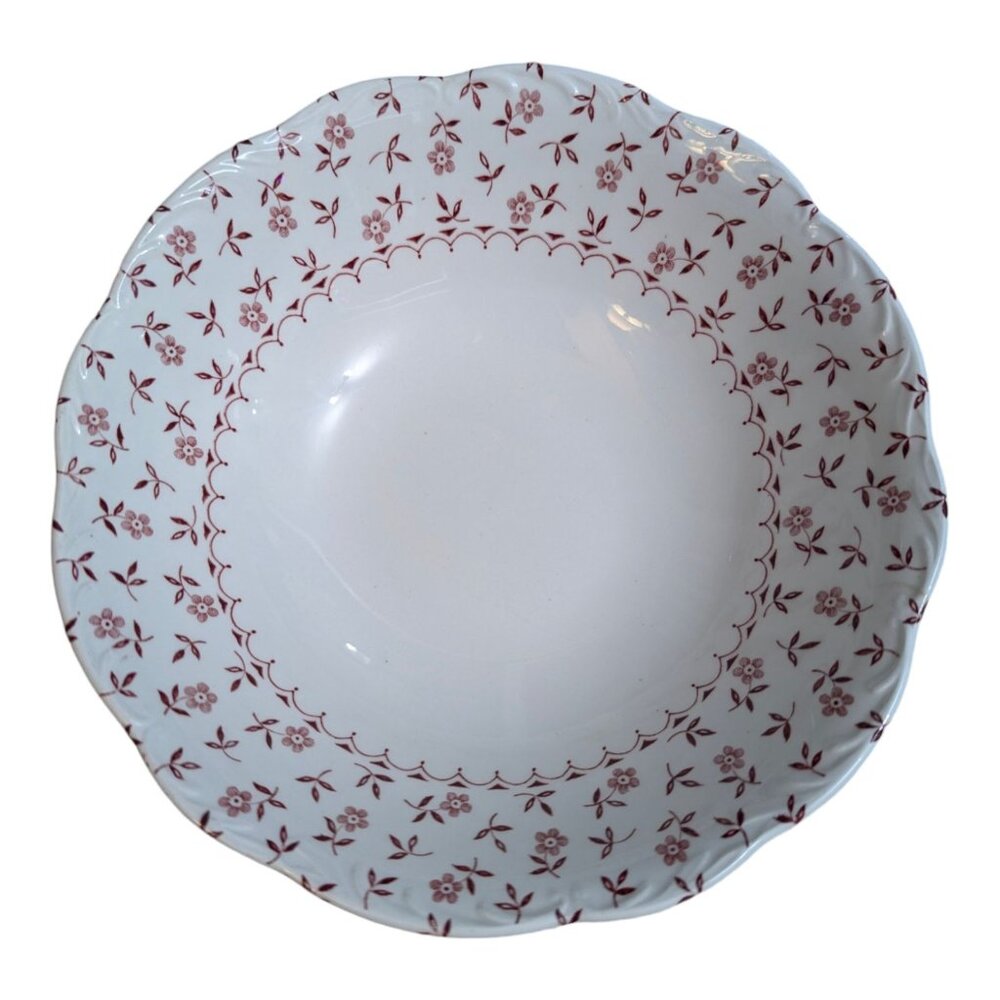 Meakin JEG Cornflower bowl pink flowers scalloped English Staffordshire 8 1/2 in